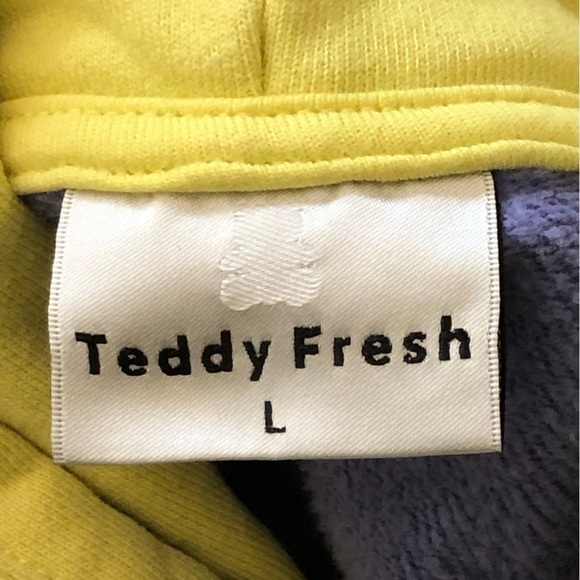 Teddy Fresh Hoodie Sweatshirt Colorblock Purple Pink Yellow Unisex Large - Picture 6 of 11